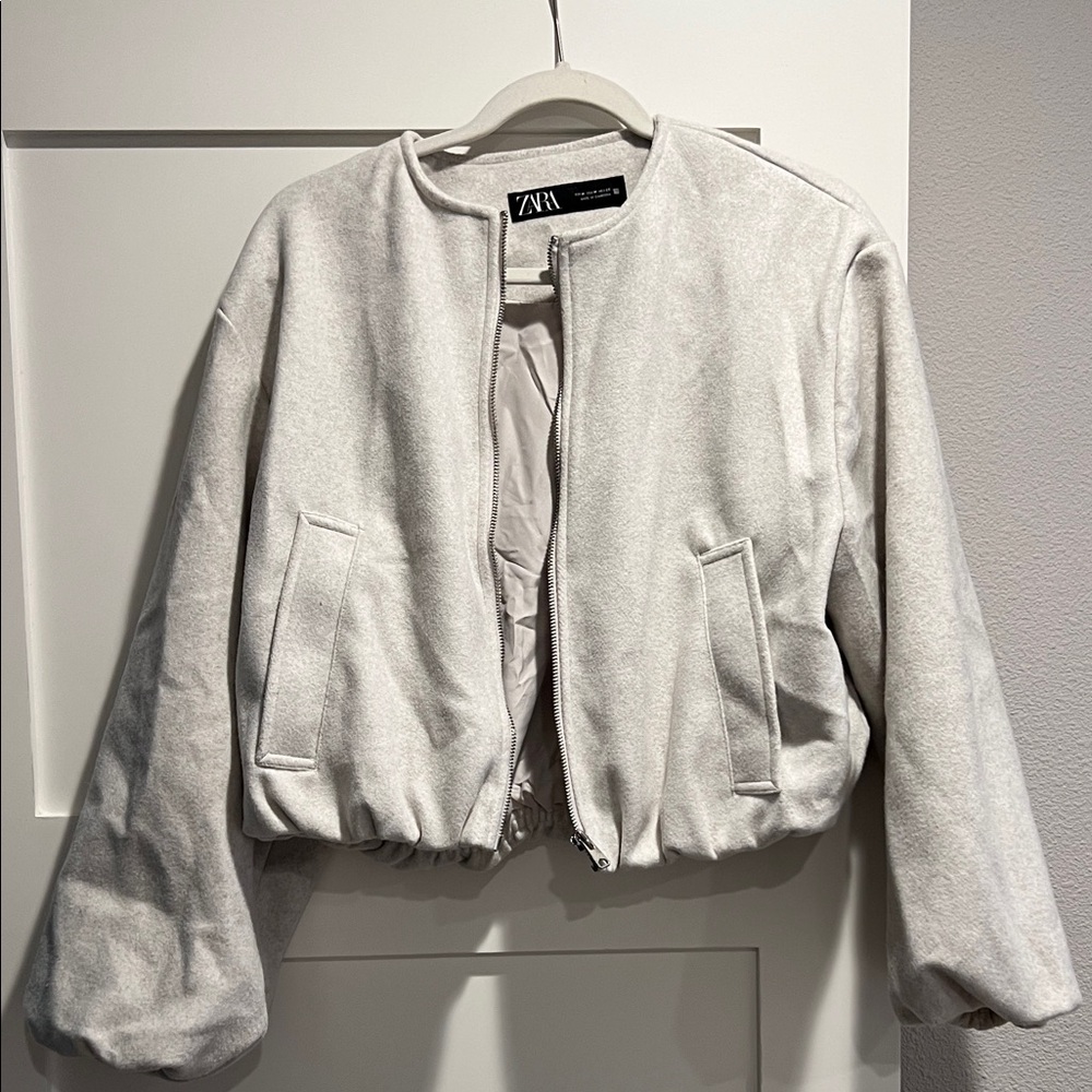 Zara Women's Light Gray Bomber Jacket